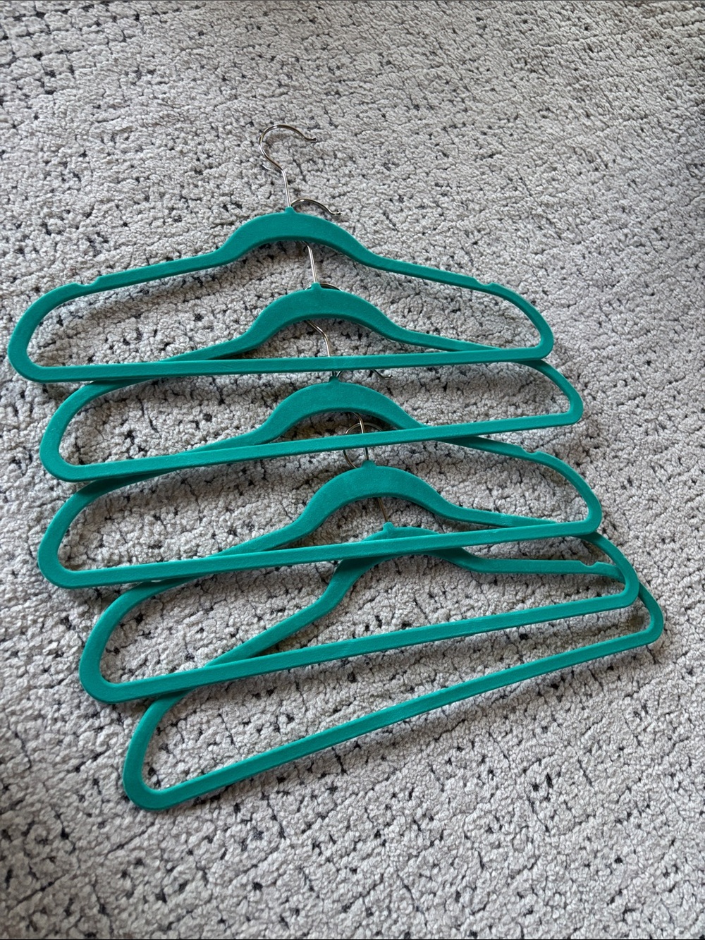Teal Non-Slip Velvet Clothes Hangers - Set of 10 - Picture 6 of 7